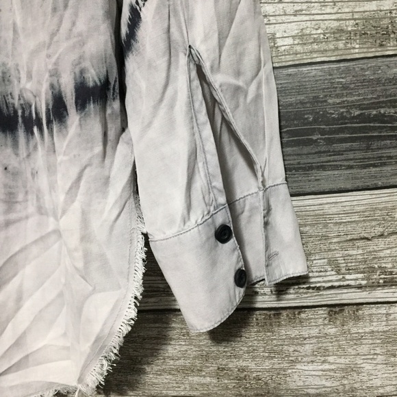 Cloth & Stone Tie Dye Button Shirt Women’s S Gray Raw Hem Lyocell Tencel - Picture 6 of 10